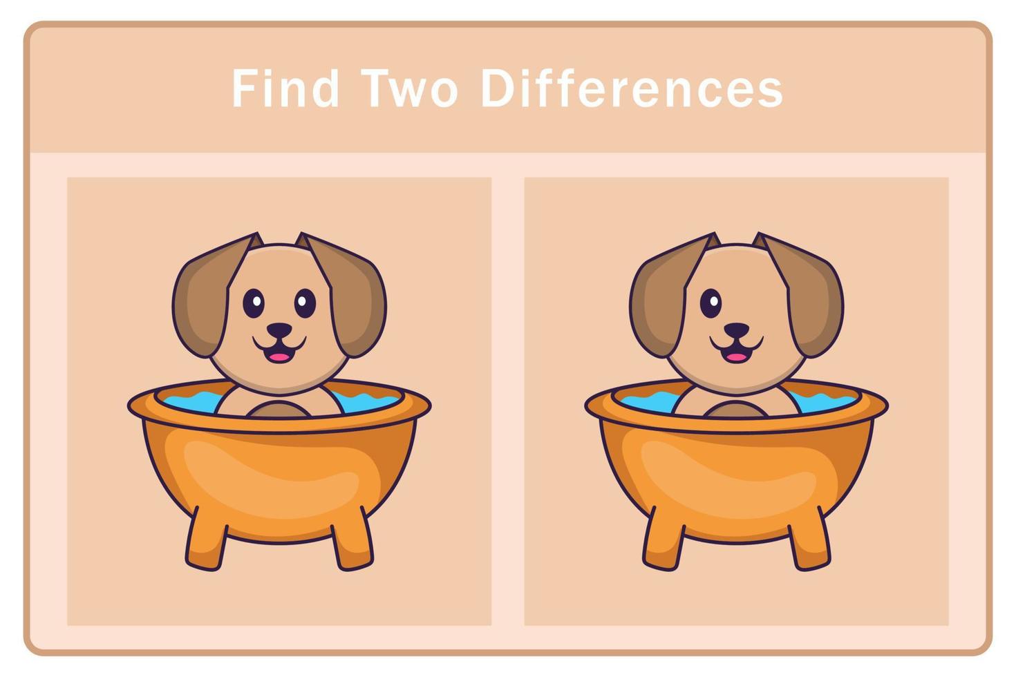 personnage de dessin animé de chien mignon. trouver des différences. jeu éducatif pour les enfants. illustration de vecteur de dessin animé