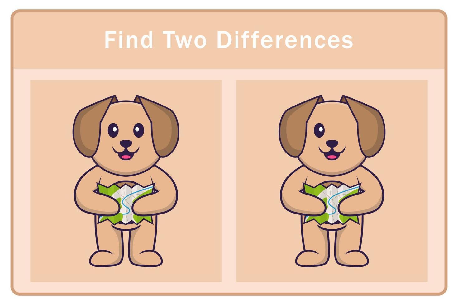 personnage de dessin animé de chien mignon. trouver des différences. jeu éducatif pour les enfants. illustration de vecteur de dessin animé