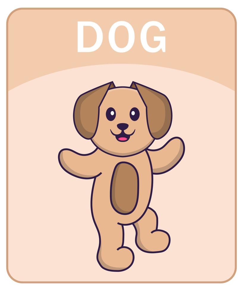 flashcard alphabet avec personnage de dessin animé de chien mignon. vecteur