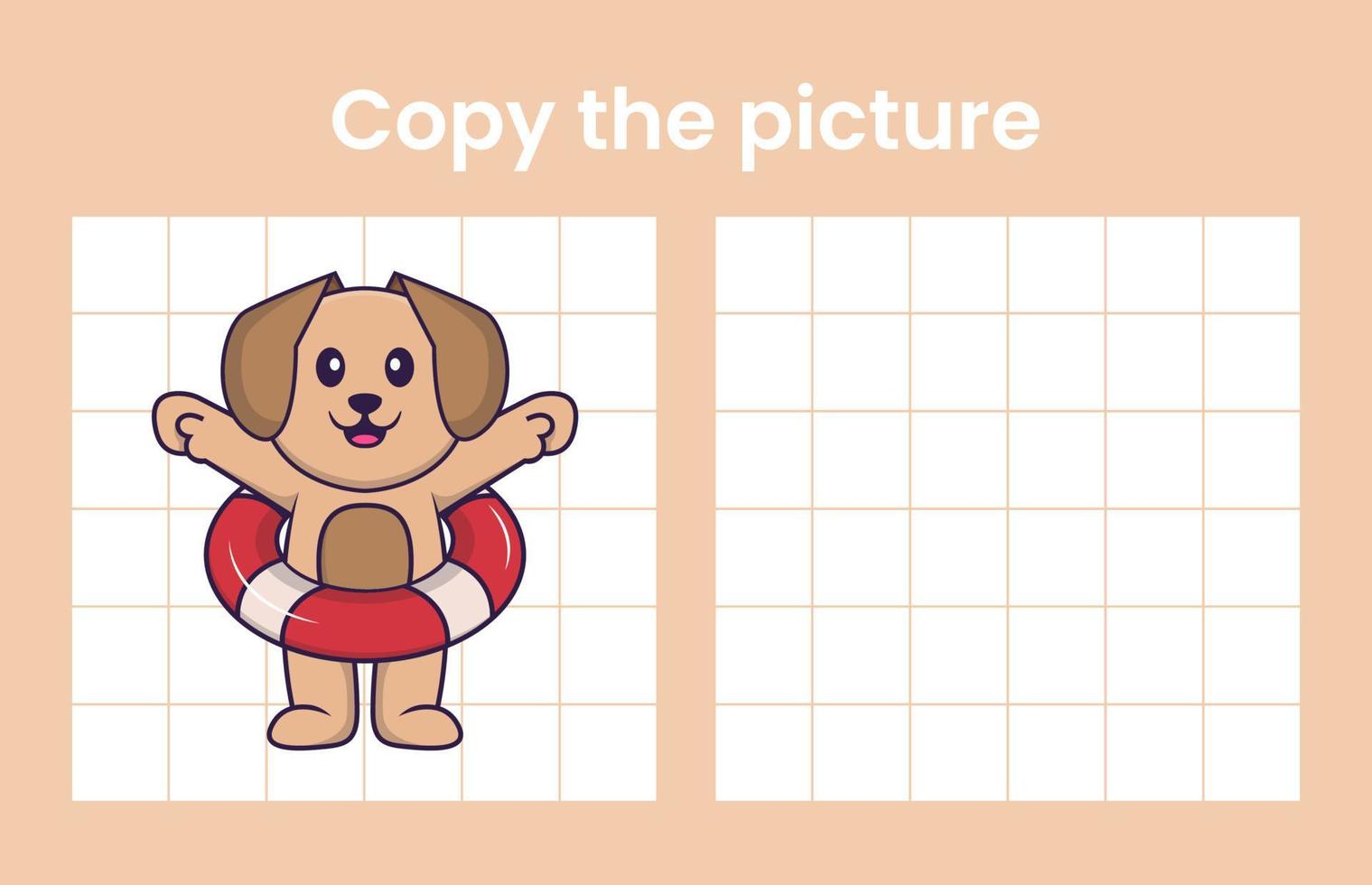 copier l'image d'un chien mignon. jeu éducatif pour les enfants. illustration de vecteur de dessin animé