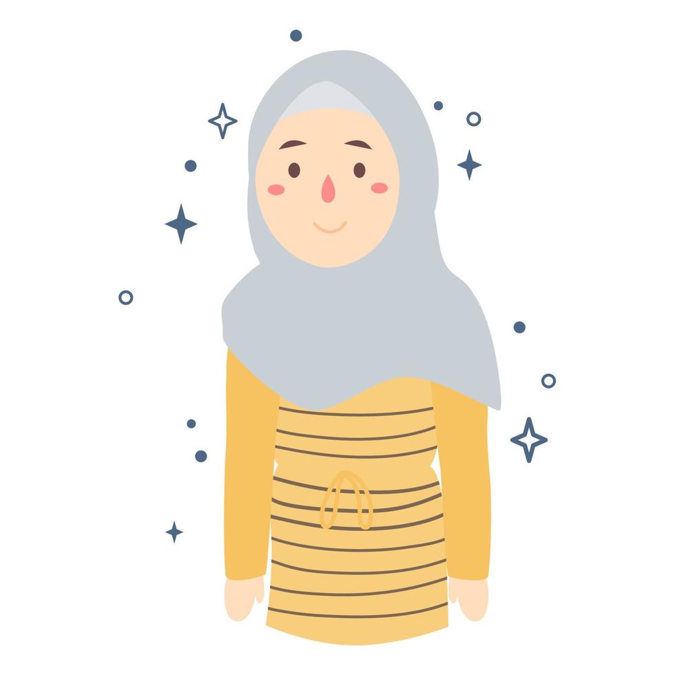 fille hijab de dessin animé dessiné à la main vecteur