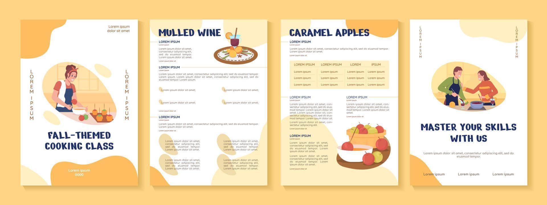 modèle de brochure de vecteur plat de cours de cuisine sur le thème de lautomne