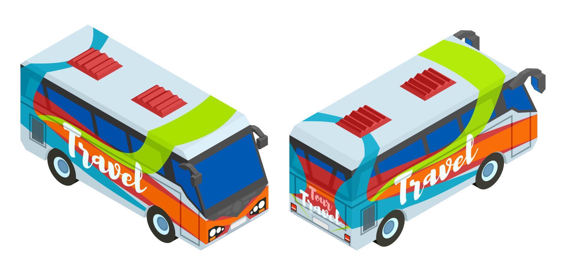 bus touristique isométrique à deux pour voyager vecteur
