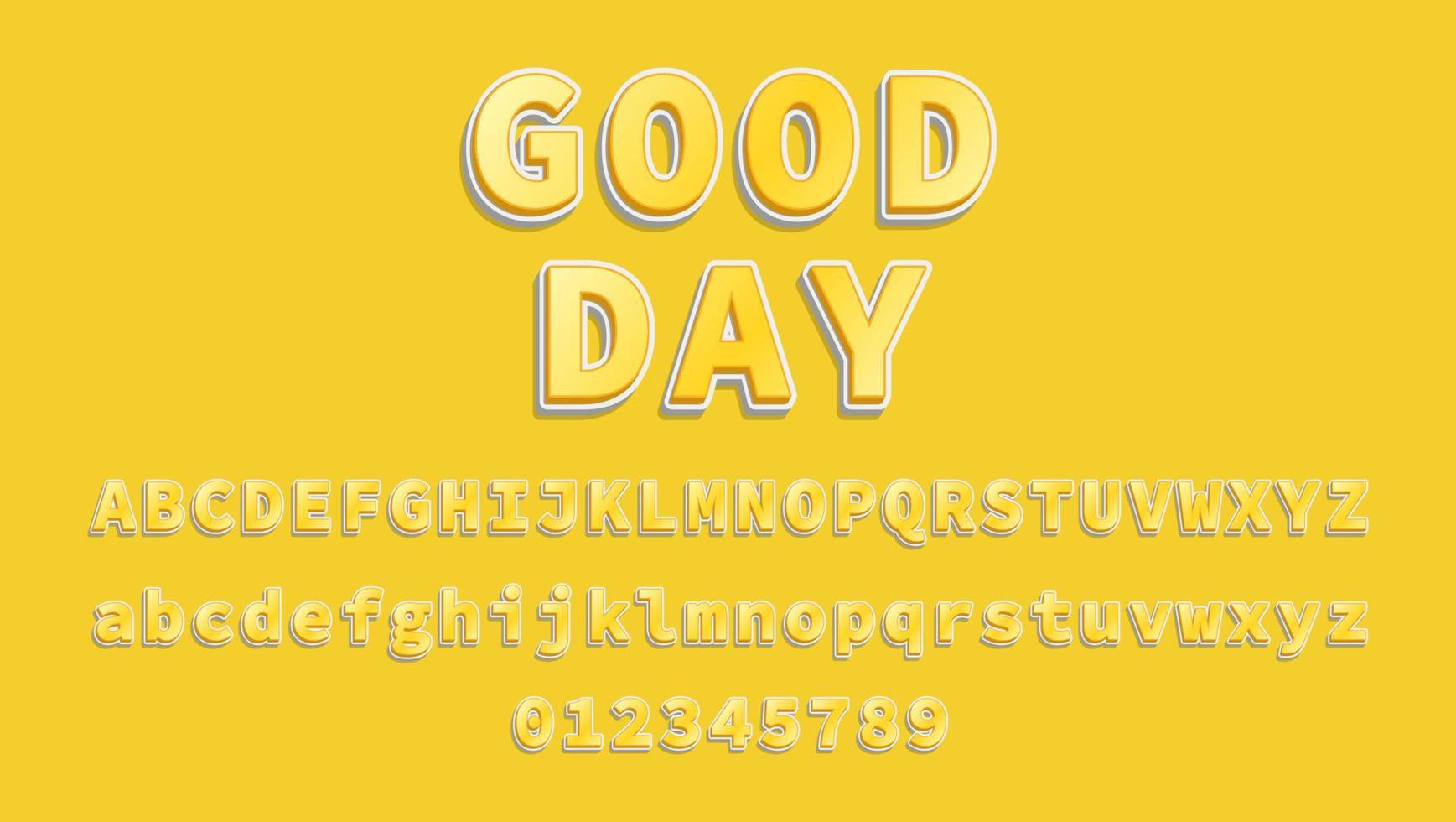 modèle de conception d'effet de texte modifiable mot jaune 3d bonne journée vecteur