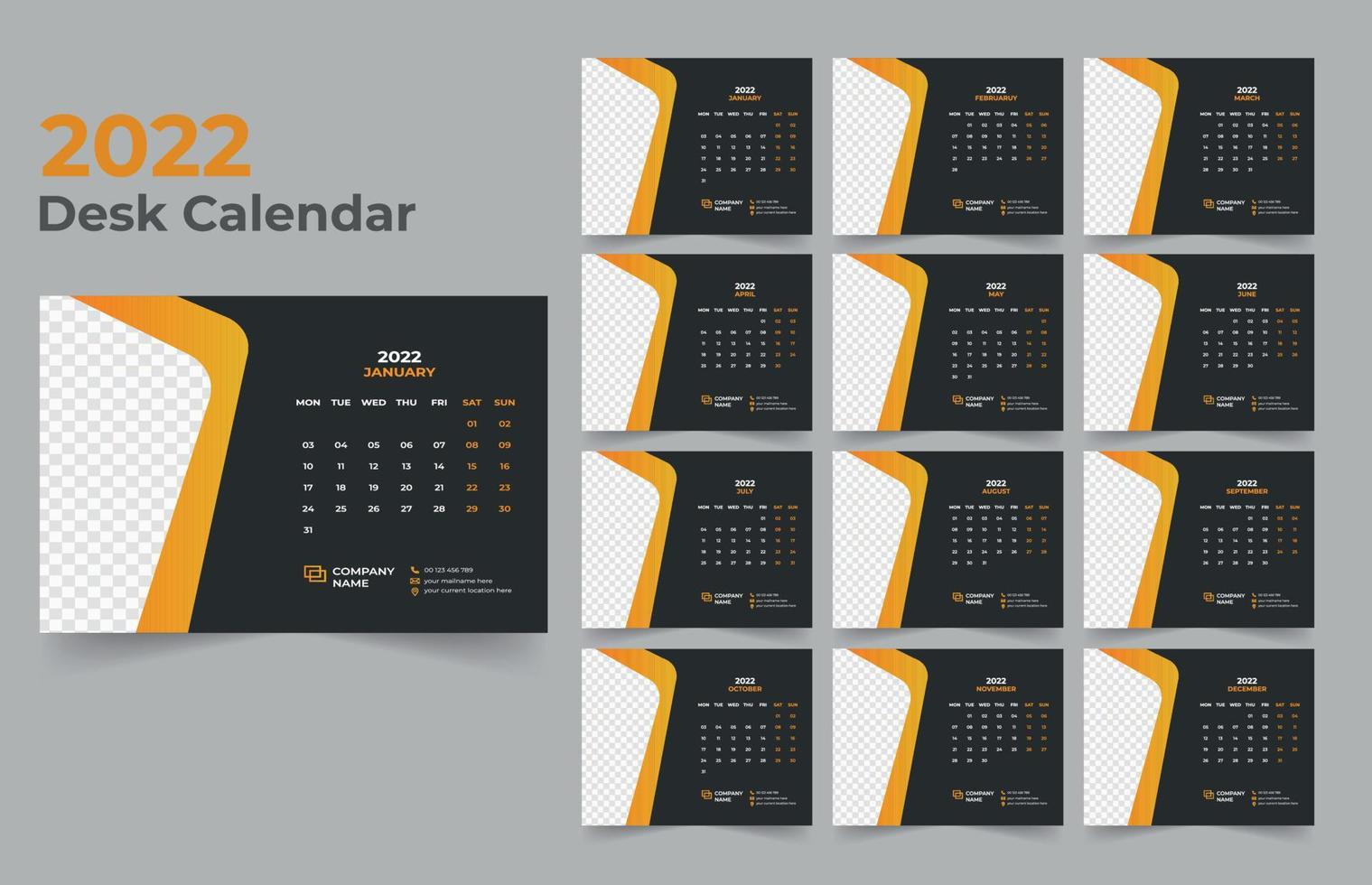 conception de calendrier de bureau 2022 vecteur