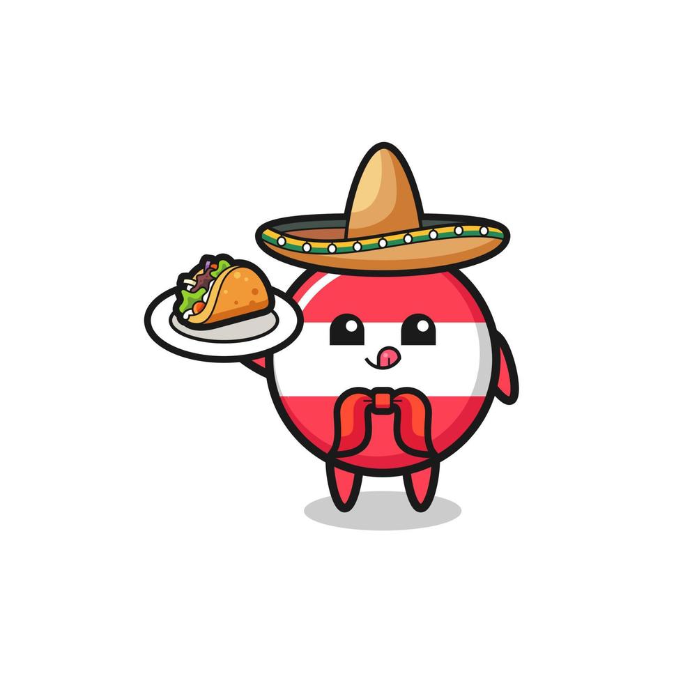 Drapeau de l'Autriche mascotte de chef mexicain tenant un taco vecteur
