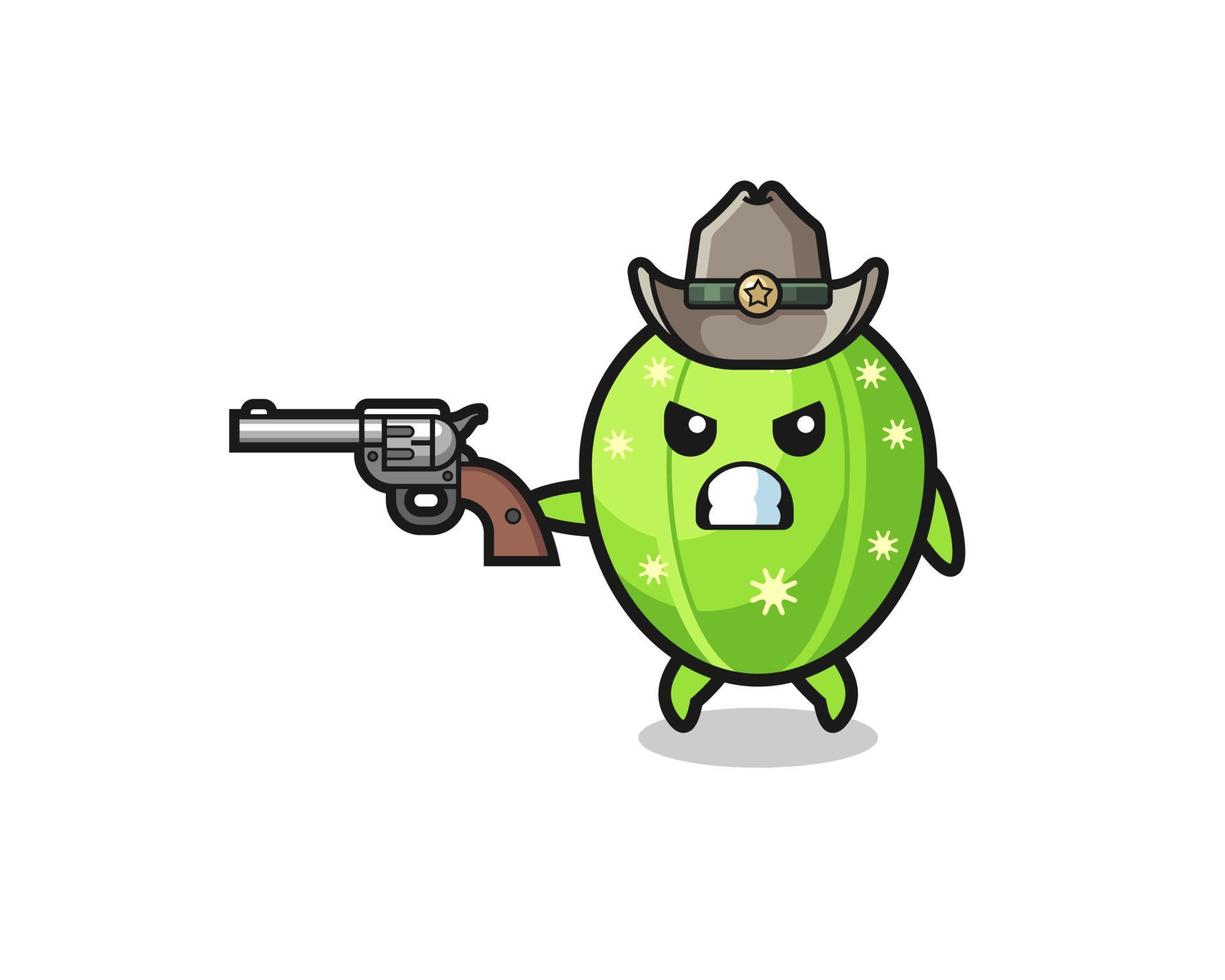le cowboy cactus tirant avec une arme à feu vecteur