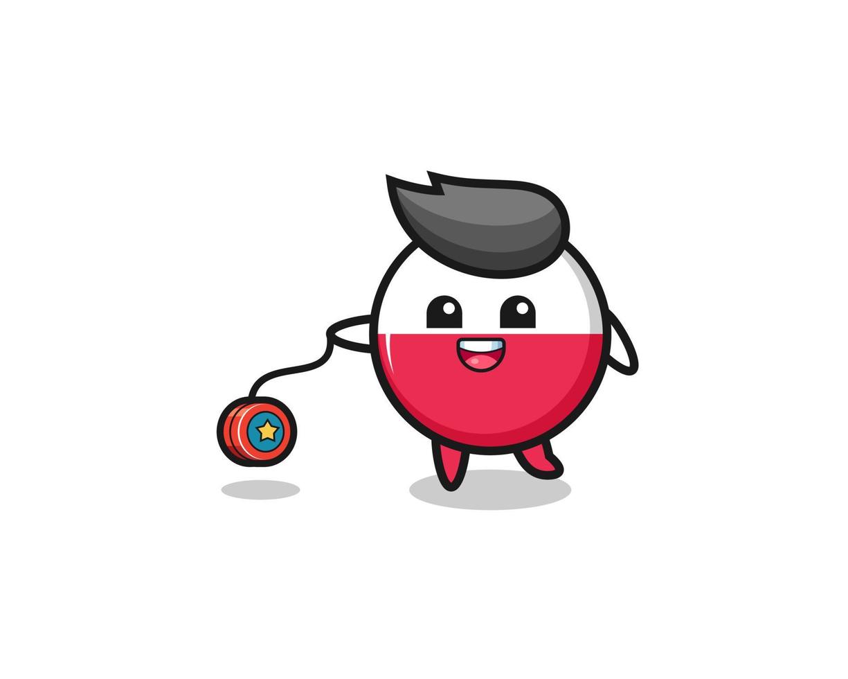 dessin animé de drapeau pologne mignon jouant un yoyo vecteur