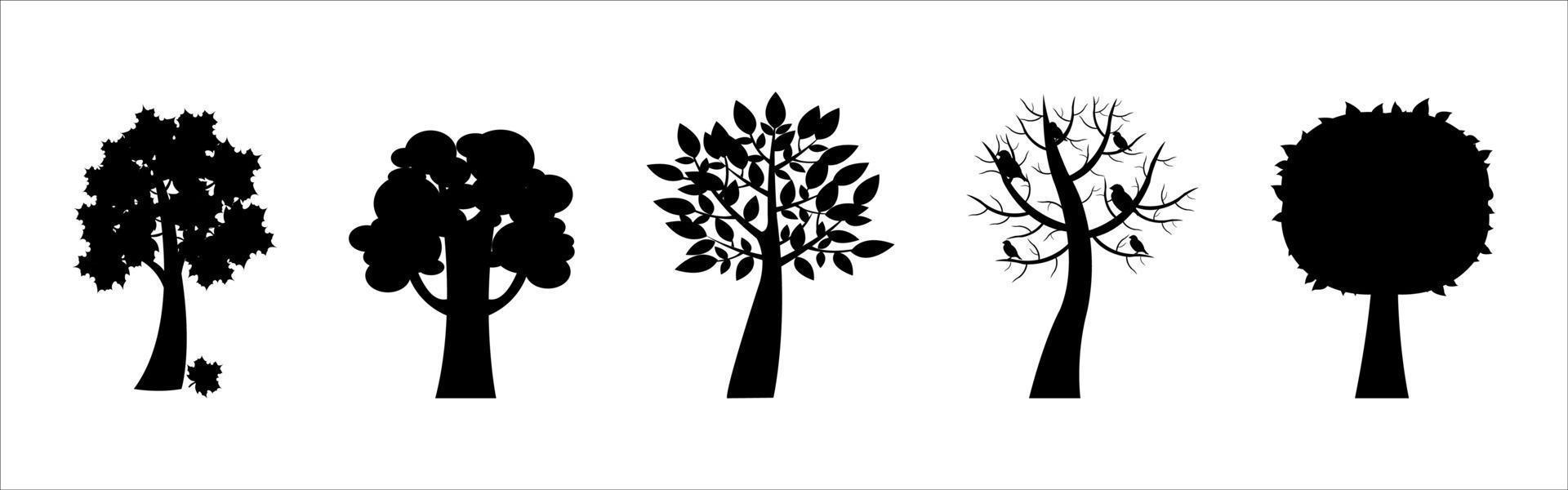 vecteur détaillé de silhouettes d'arbres