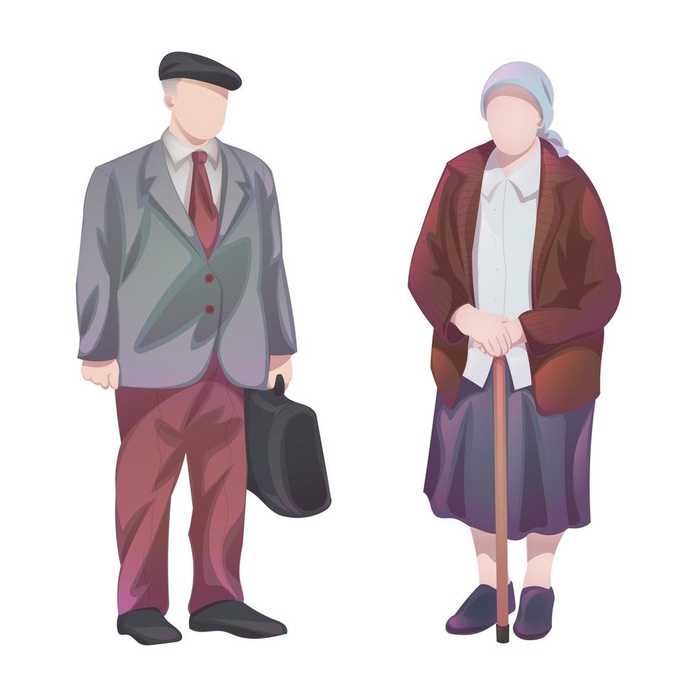 grand-père et grand-mère dans la vieillesse sur l'âge blanc - vecteur