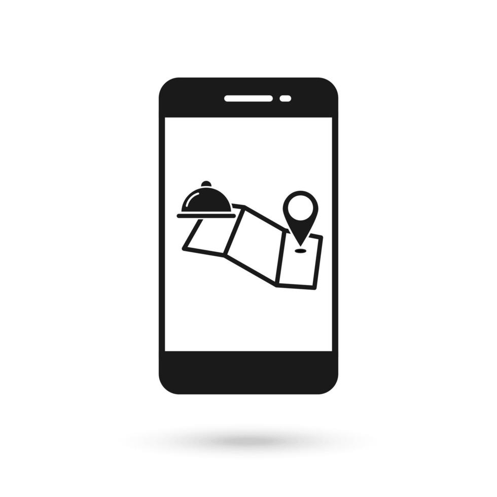 icône du design plat de téléphone portable avec symbole de livraison de nourriture vecteur