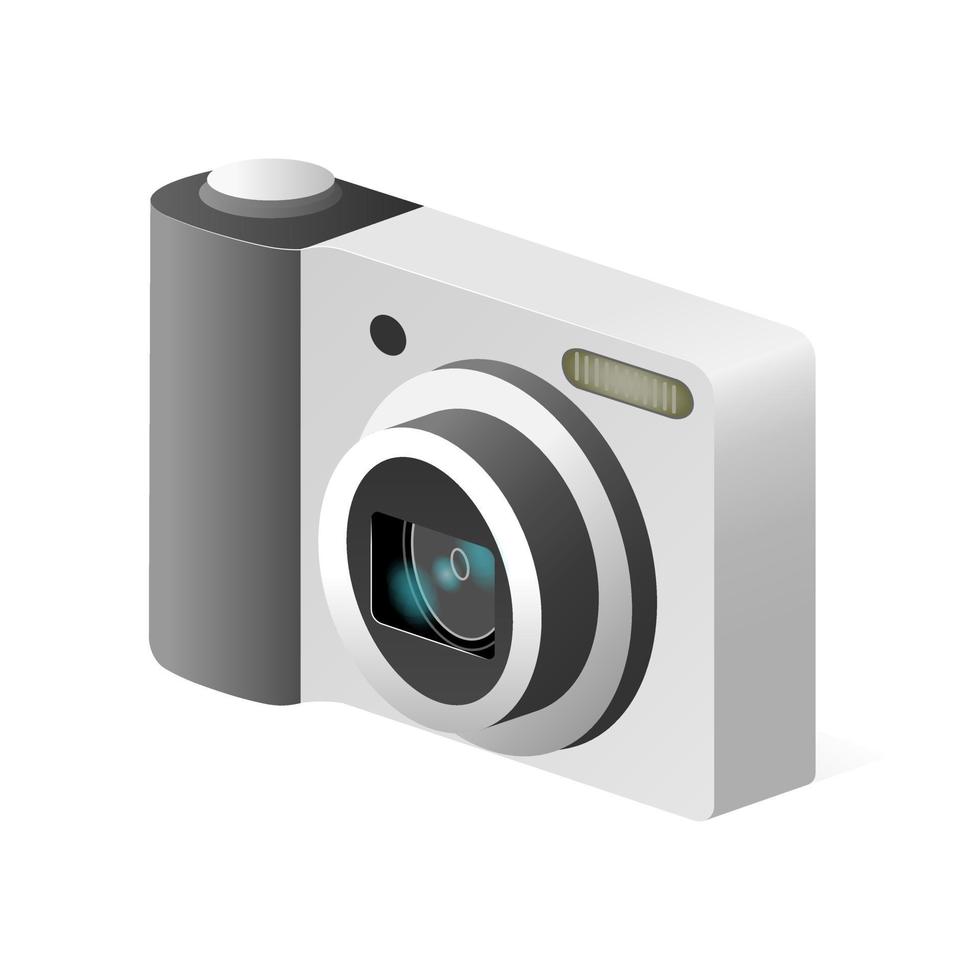 icône de caméra photo volumétrique isolé sur fond blanc vecteur
