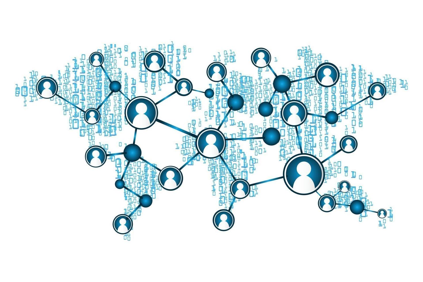 concept de réseau de médias sociaux. illustration vectorielle de conception avec des icônes de médias sociaux et une carte du monde. global vecteur