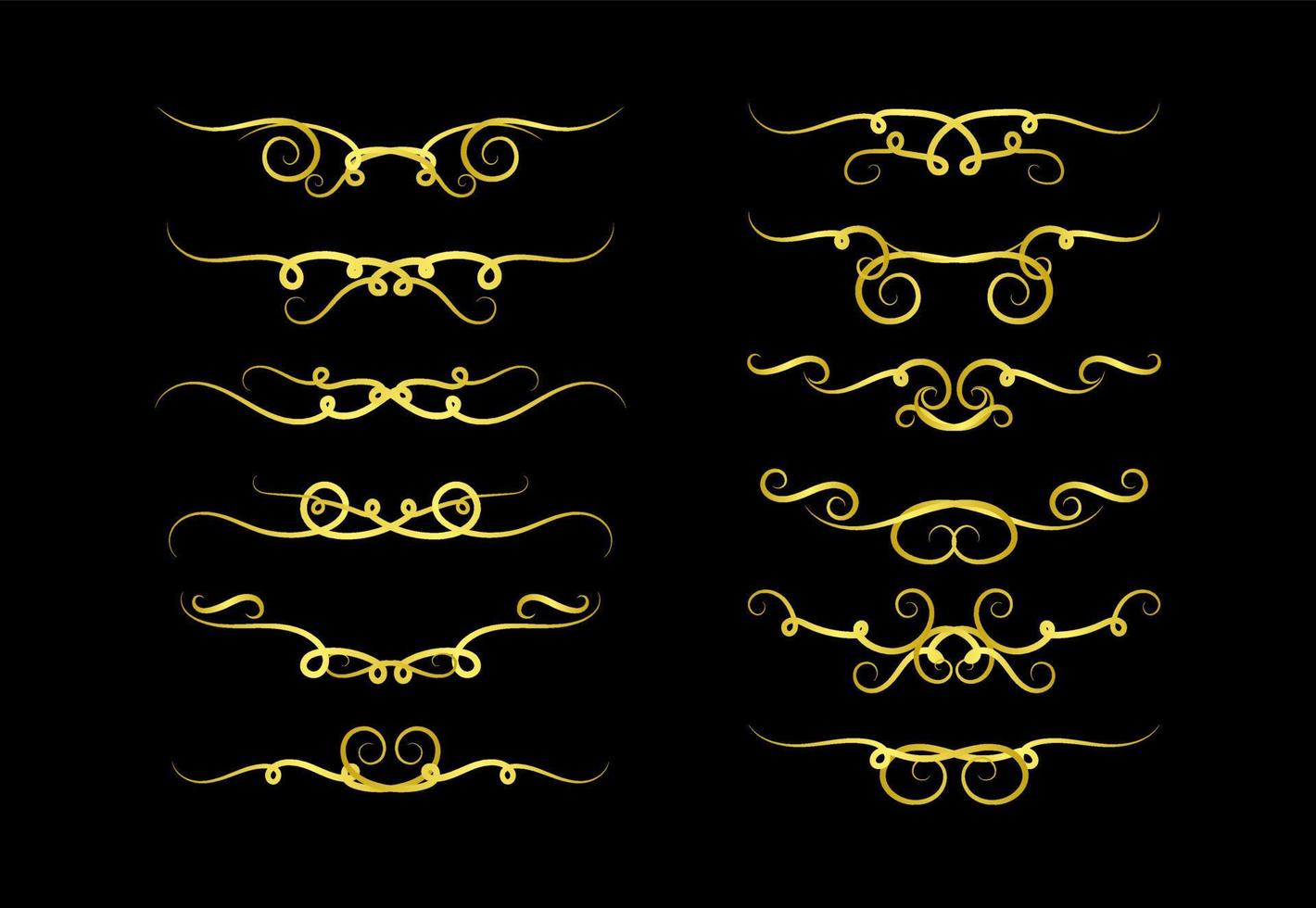 collection de jeu d'éléments de frontières, vecteur d'ornement de tourbillon floral