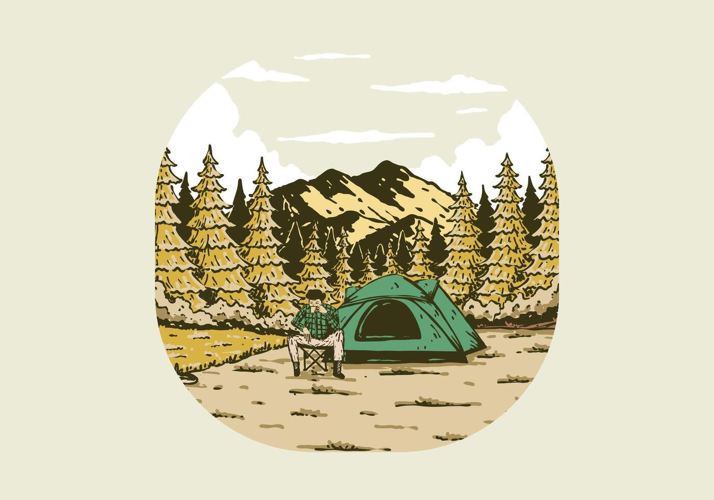 camping dans la nature. ancien Extérieur illustration conception vecteur