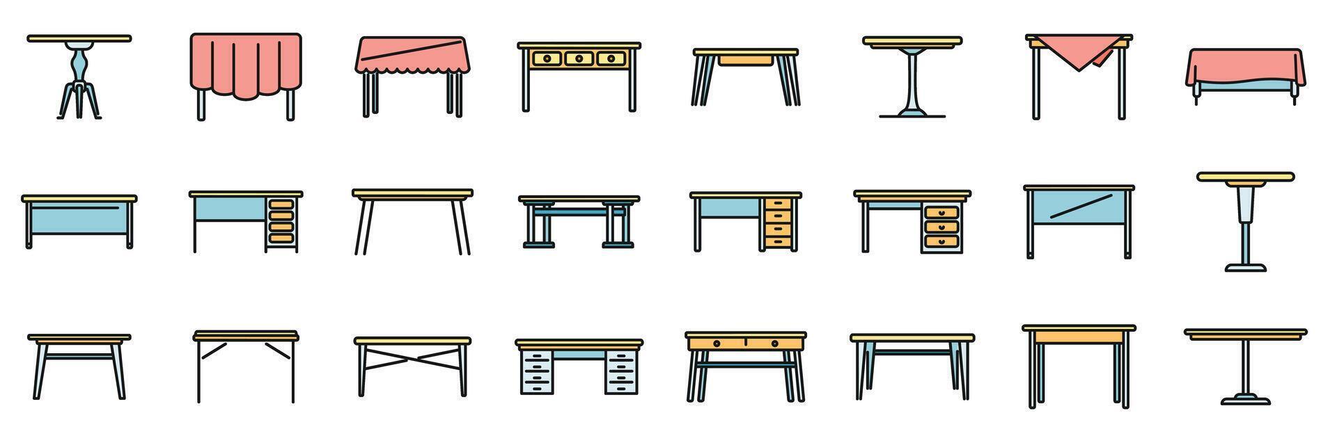 vecteur de contour d'icône de table. bureau en bois