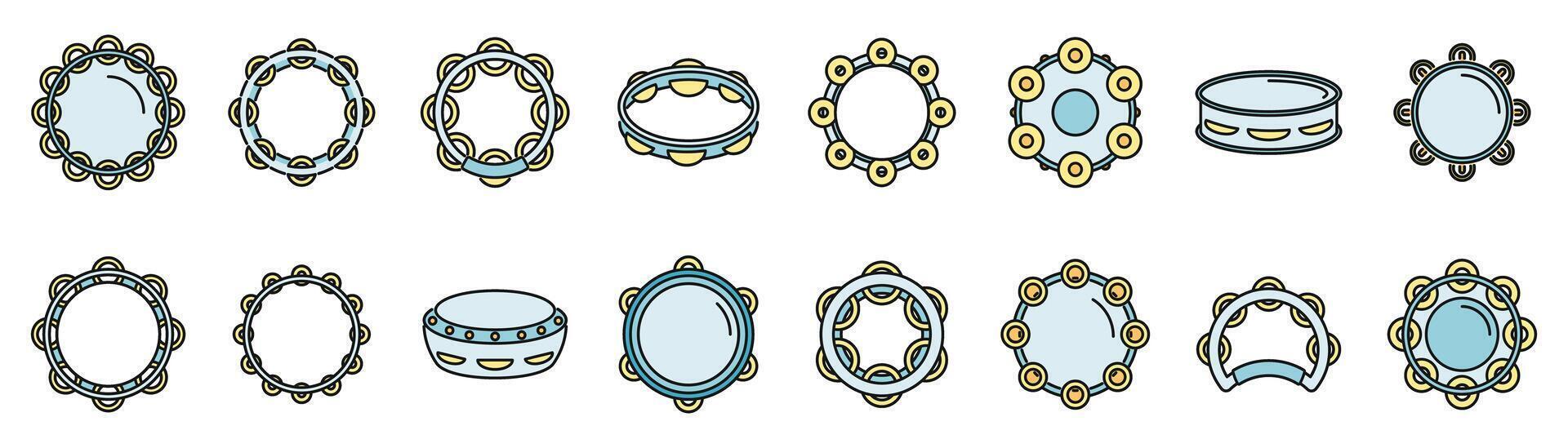 tambourin Icônes ensemble vecteur Couleur ligne