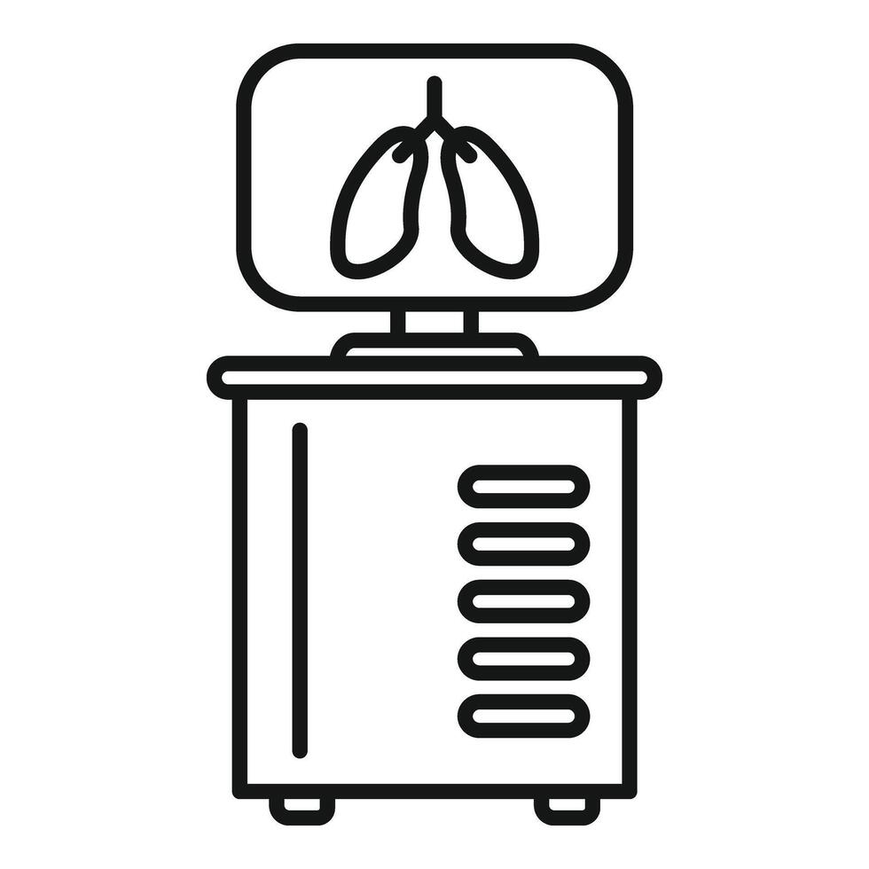 poumons ordinateur diagnostique icône contour vecteur. anatomie santé vecteur