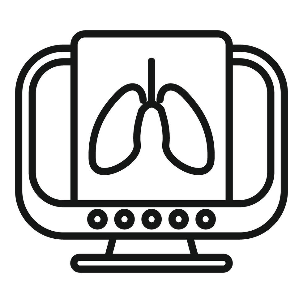 poumons fluorographie icône contour vecteur. ordinateur contrôle santé vecteur