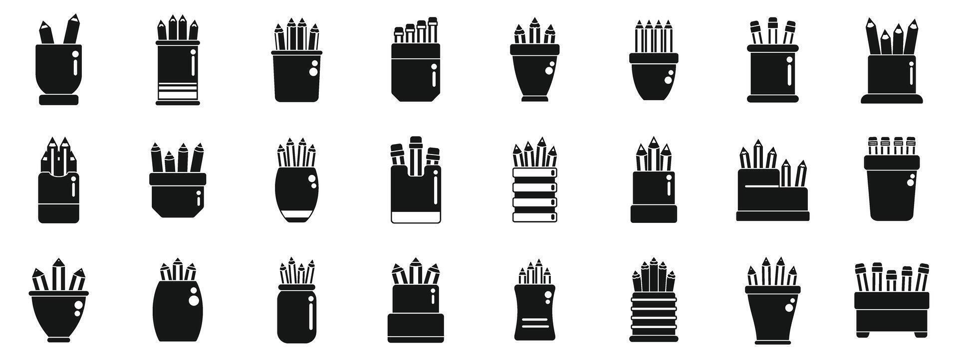 crayon supporter Icônes ensemble Facile vecteur. école art titulaire vecteur