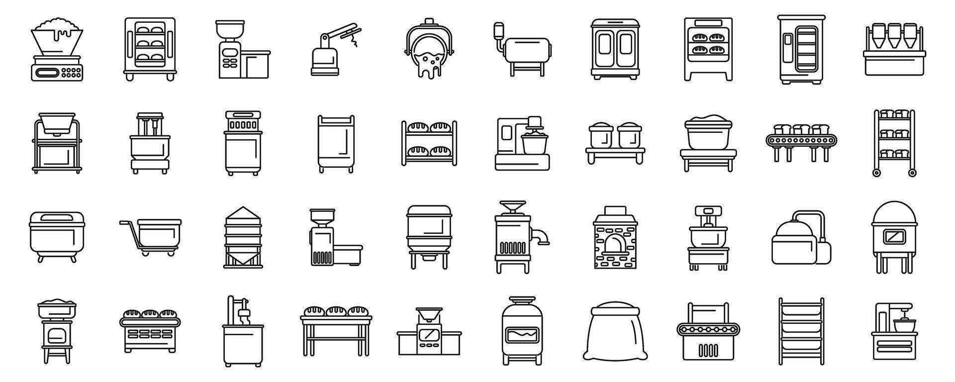 pain production Icônes ensemble contour vecteur. nourriture usine vecteur