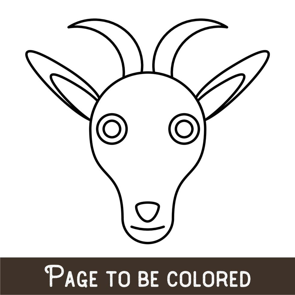 visage de chèvre drôle à colorier, le livre de coloriage pour les enfants d'âge préscolaire avec un niveau de jeu éducatif facile, moyen. vecteur