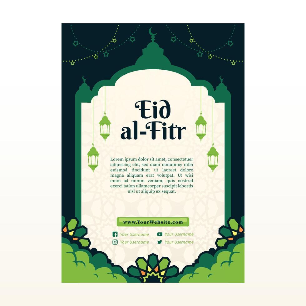 vert islamique prospectus Contexte conception avec or accents et Facile ornements vecteur