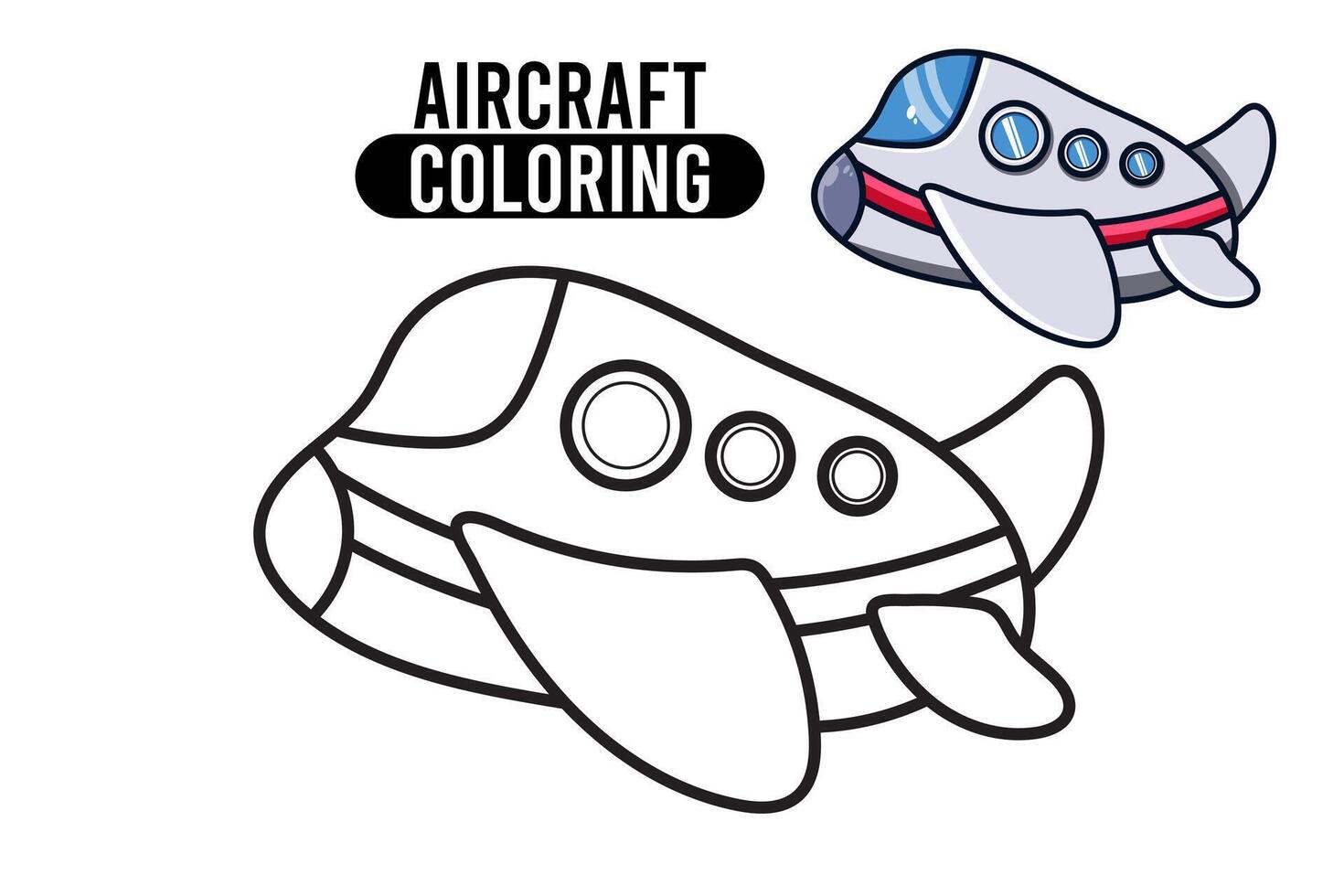 coloration page contour de dessin animé avion. professionnel transport. coloration livre pour enfants. contour vecteur illustration isolé sur blanc
