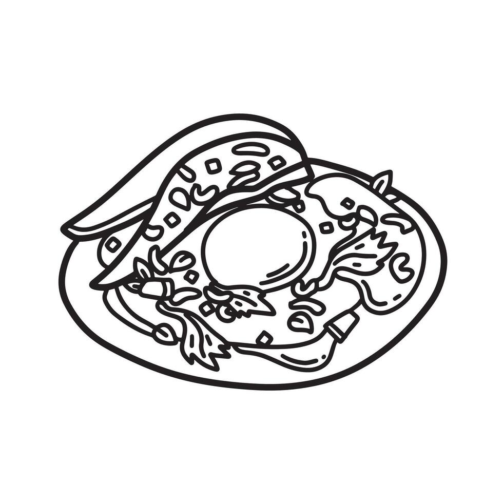 contour dessiné à la main mexicain cuisine illustration ligne art dessin animé vecteur