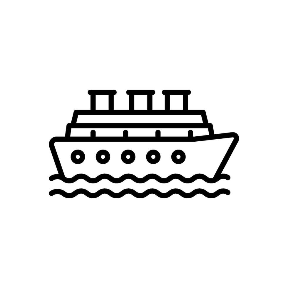croisière navire icône vecteur dans ligne style