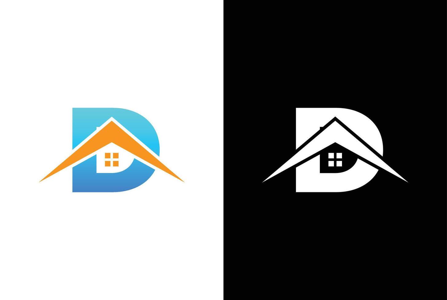 initiale lettre ré avec maison logo icône conception vecteur. lettre ré avec maison logo conception modèle inspiration. vecteur