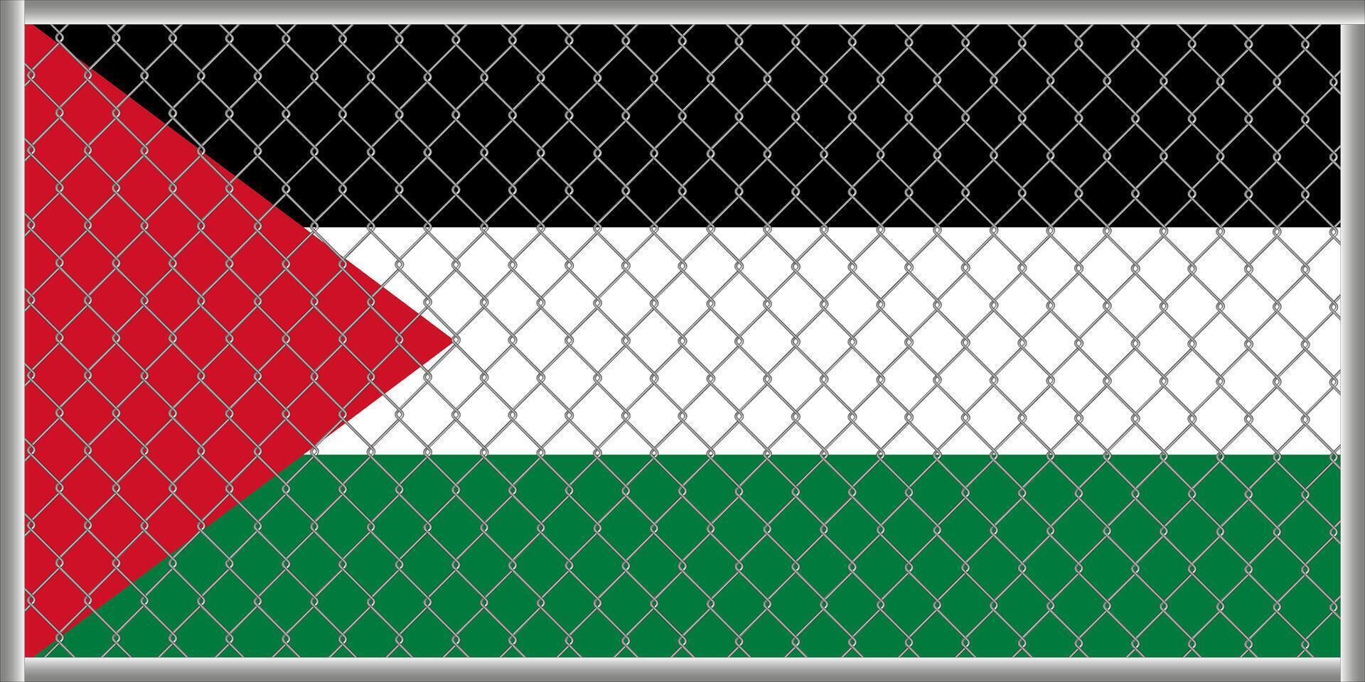 vecteur illustration de Palestine drapeau en dessous de treillis. le concept de isolationnisme.