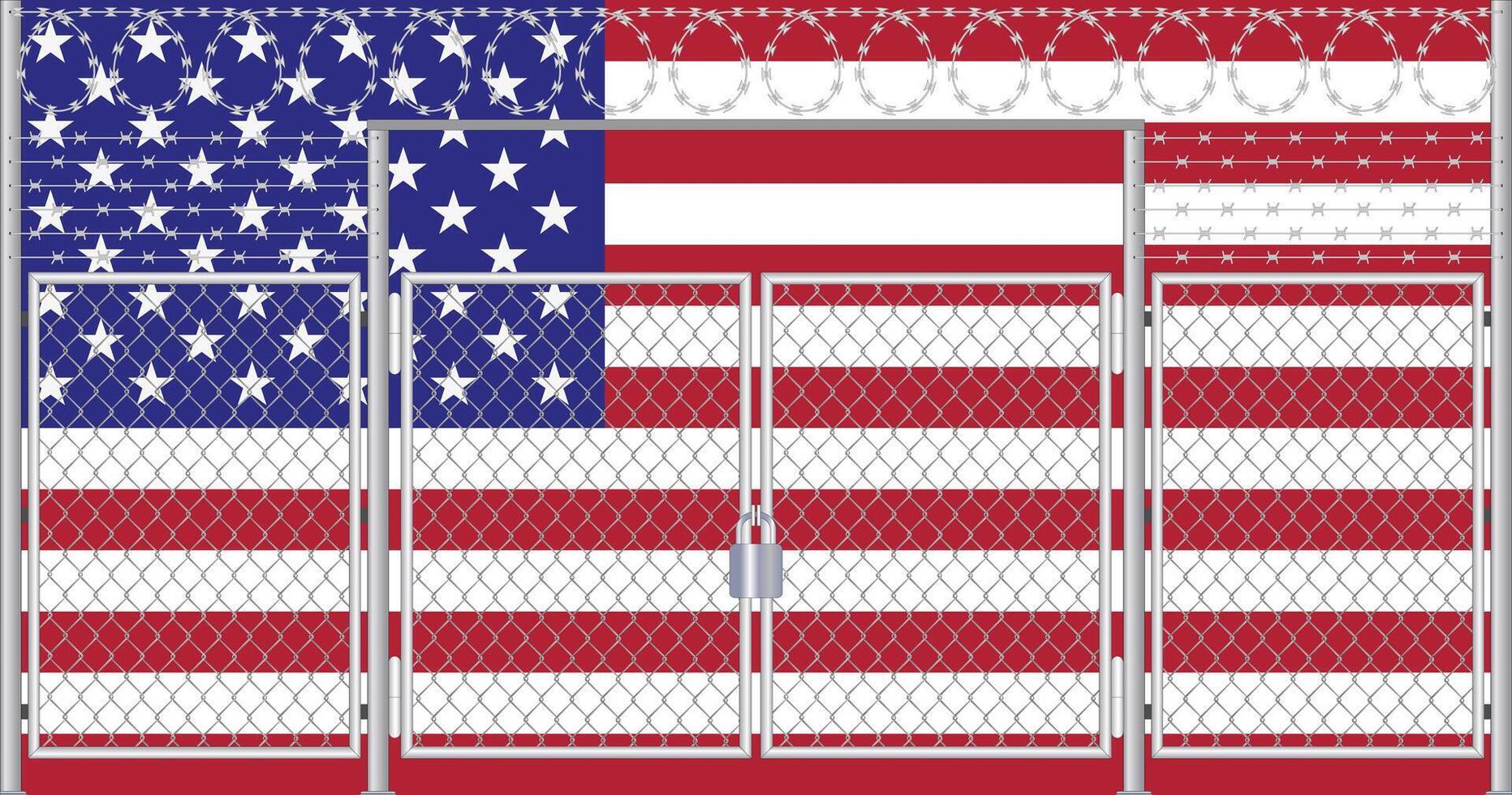 vecteur illustration de Etats-Unis drapeau en dessous de treillis. concept de isolationnisme.