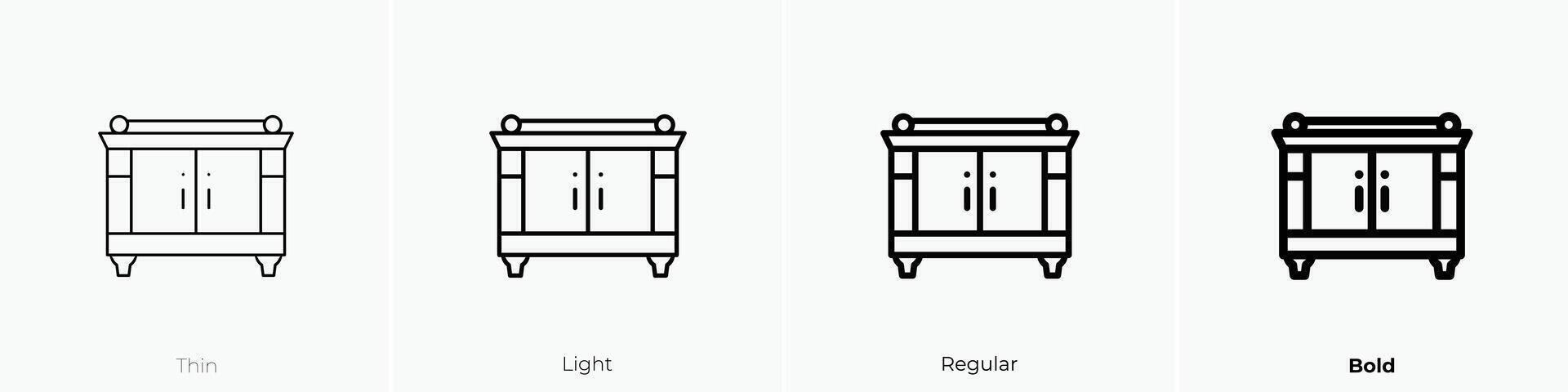 la table de nuit icône. mince, lumière, ordinaire et audacieux style conception isolé sur blanc Contexte vecteur