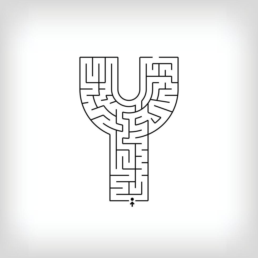 unique linéaire lettre y Labyrinthe puzzle. déroutant Jeu et éducatif activité ensemble. vecteur