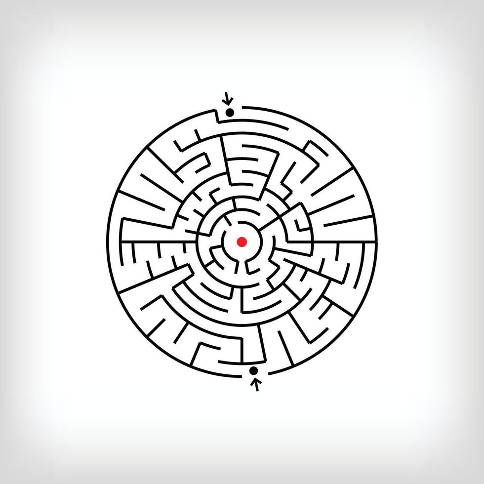 mixte rond et deux entrées Labyrinthe puzzle. déroutant Jeu et éducatif activité ensemble. vecteur