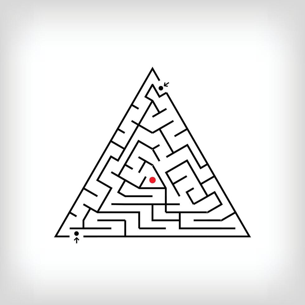 mixte Triangle et deux entrées Labyrinthe puzzle. déroutant Jeu et éducatif activité ensemble. vecteur