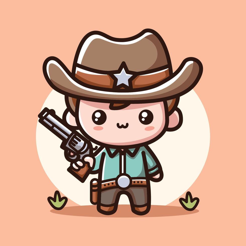 vecteur illustration de mignonne cow-boy peu garçon