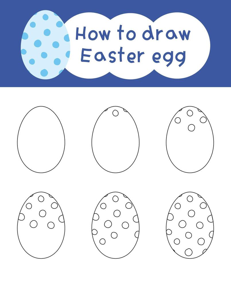 Comment à dessiner Pâques Oeuf dessin animé étape par étape pour enfant livre, printemps, coloration livre et éducation vecteur