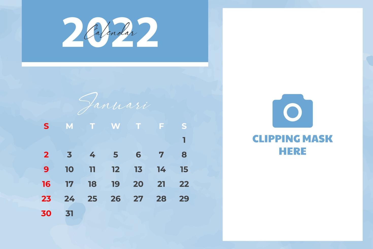 modèle de calendrier mensuel pour l'année 2022. la semaine commence le dimanche. calendrier mural dans un style minimaliste. vecteur