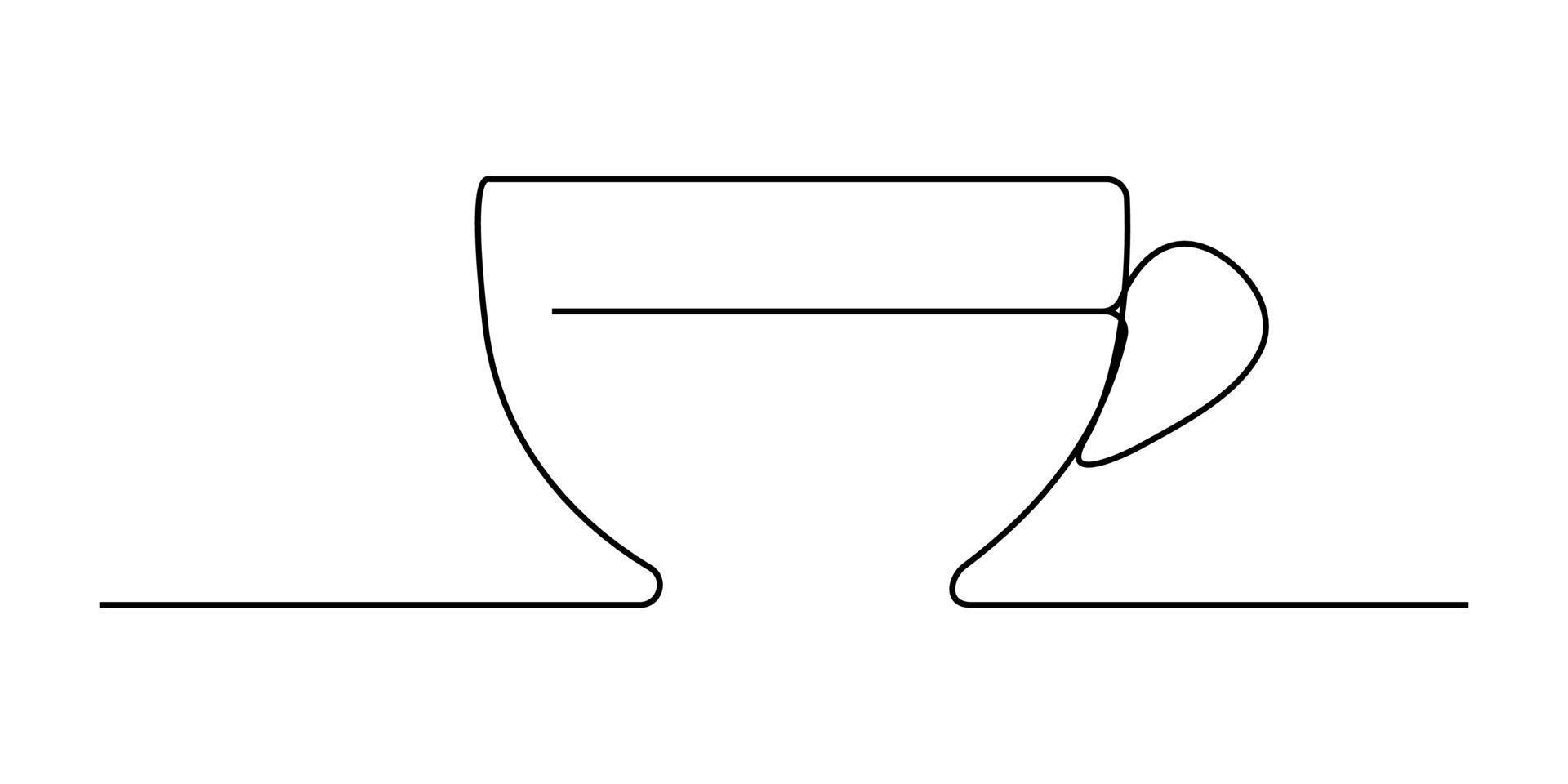 dessin au trait continu ou dessin au trait de café, chaud. et concept de magasin de tasses à café vecteur