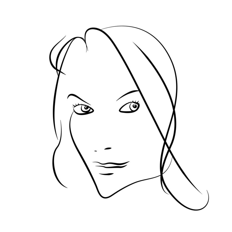 ligne art silhouette salon de coiffure logo d'une belle fille minimalistes vecteur