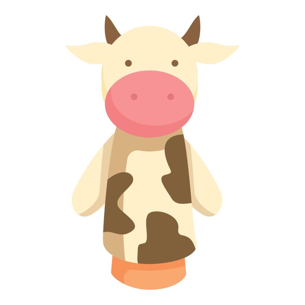 laitier vache poupée icône dessin animé vecteur. fantoche jouet étape vecteur