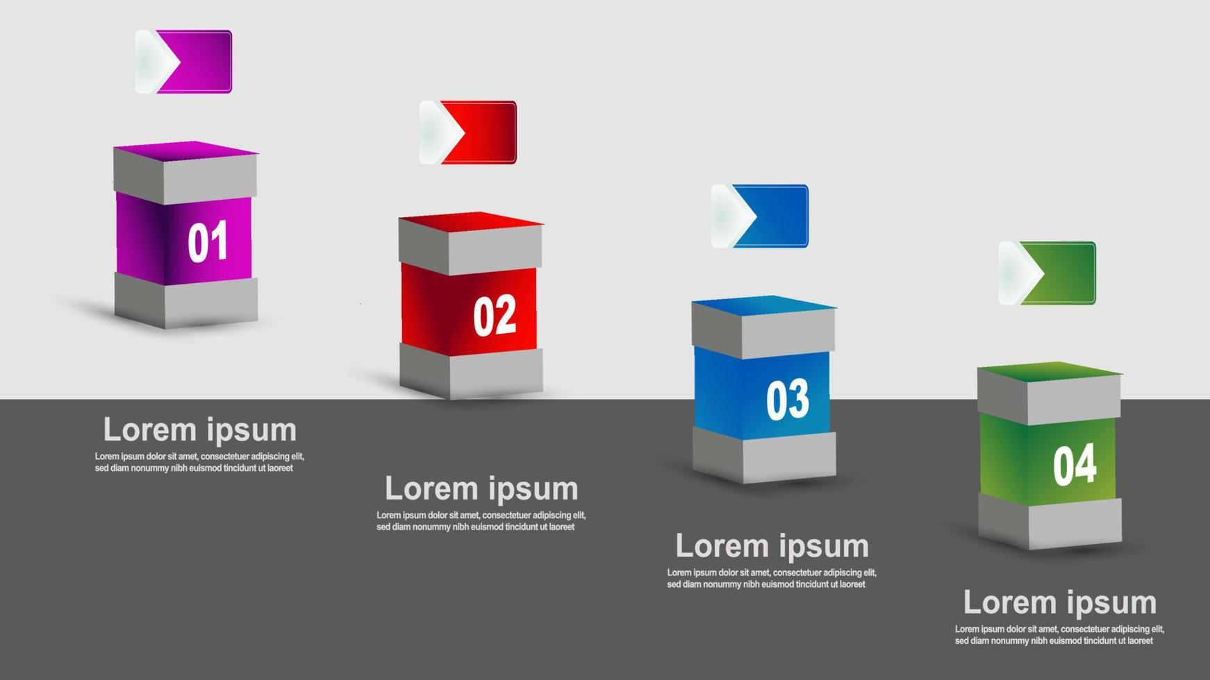 Éléments d'infographie en 4 étapes, illustration vectorielle vecteur