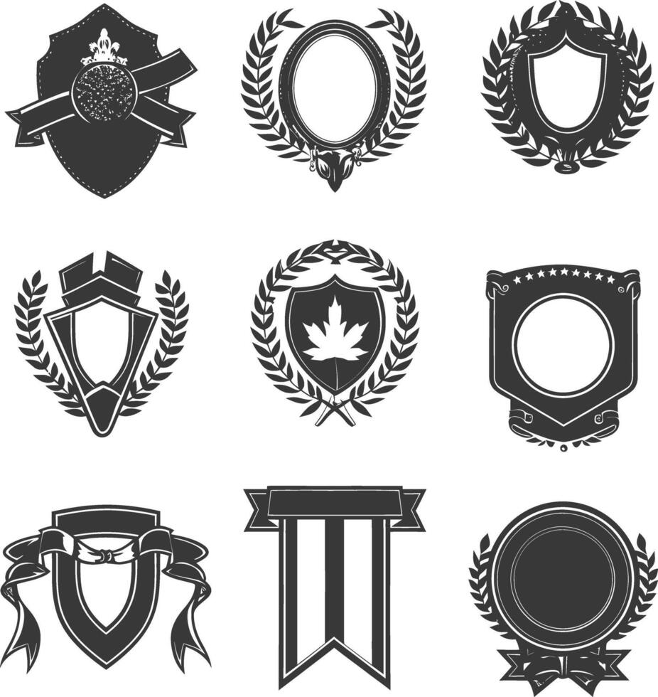 ai généré silhouette ancien rétro vecteur badges et Étiquettes noir Couleur seulement