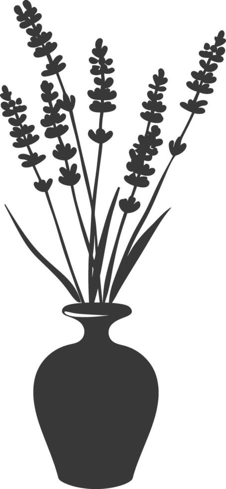 ai généré silhouette lavande fleur dans le vase noir Couleur seulement vecteur
