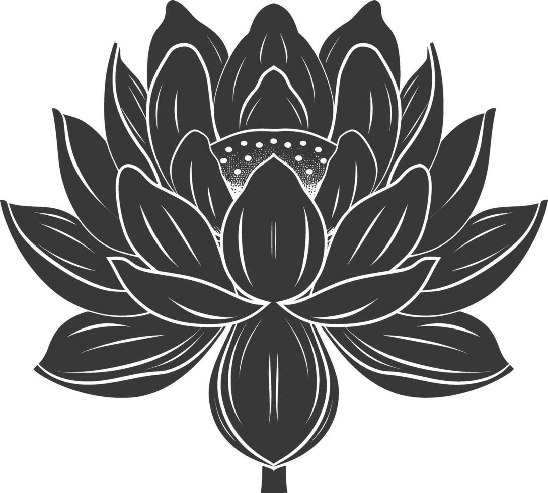 ai généré silhouette lotus fleur noir Couleur seulement vecteur