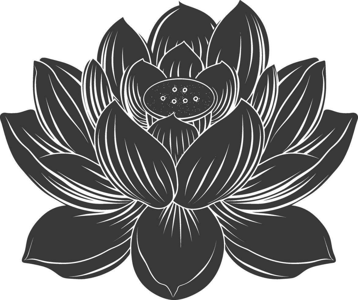 ai généré silhouette lotus fleur noir Couleur seulement vecteur