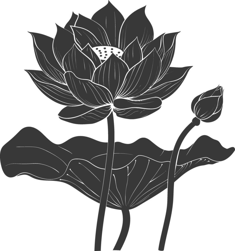 ai généré silhouette lotus fleur noir Couleur seulement vecteur