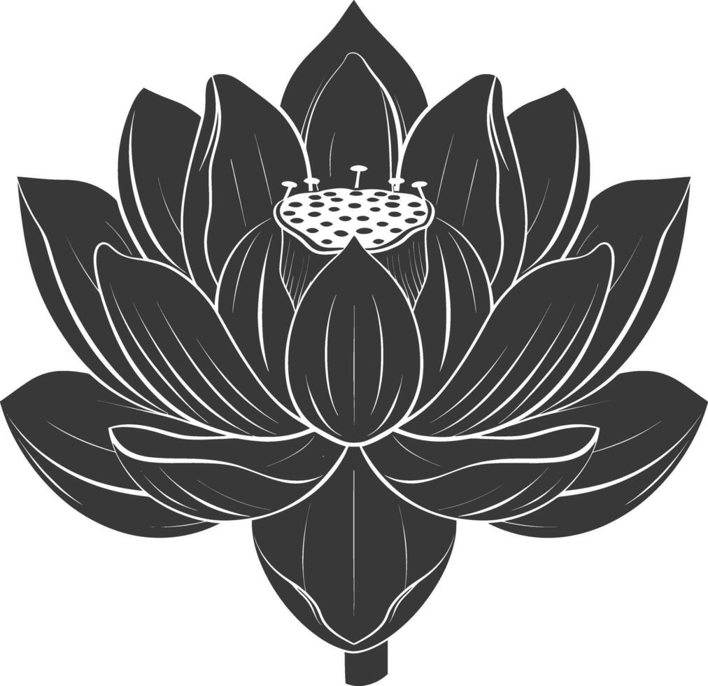 ai généré silhouette lotus fleur noir Couleur seulement vecteur